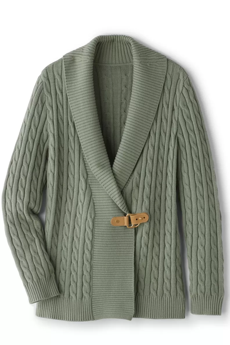 Soft Surroundings Ivey Cable Knit Cardigan AgaveGreen Shop