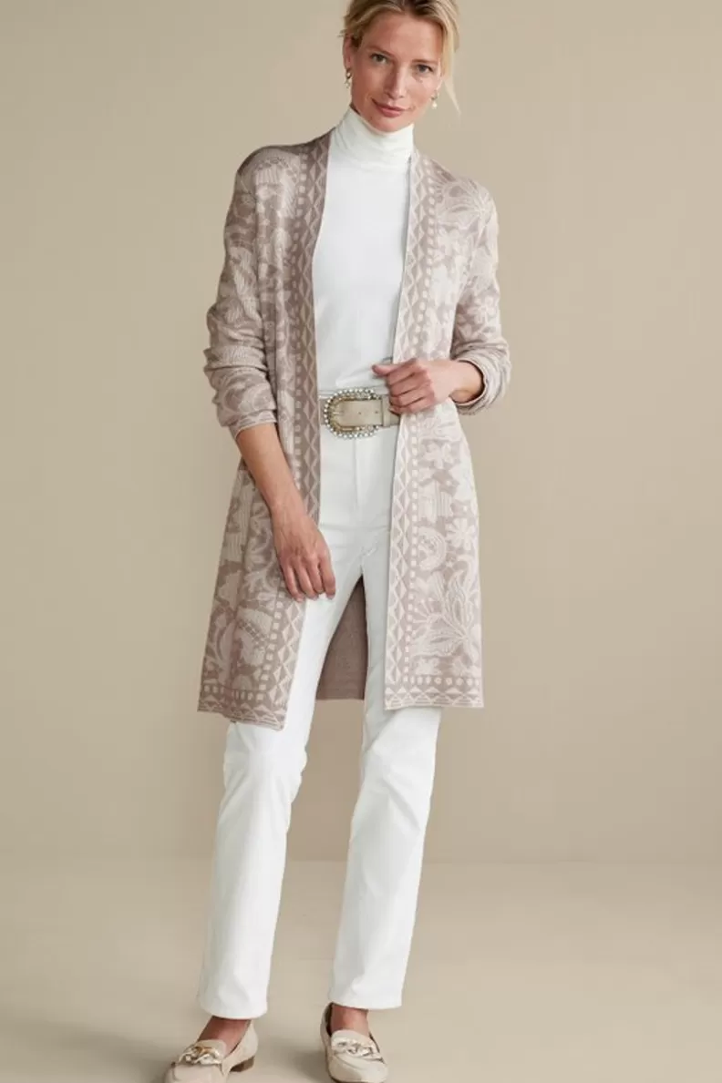Soft Surroundings Ivy Shimmer Long Cardigan NeutralFloral Store