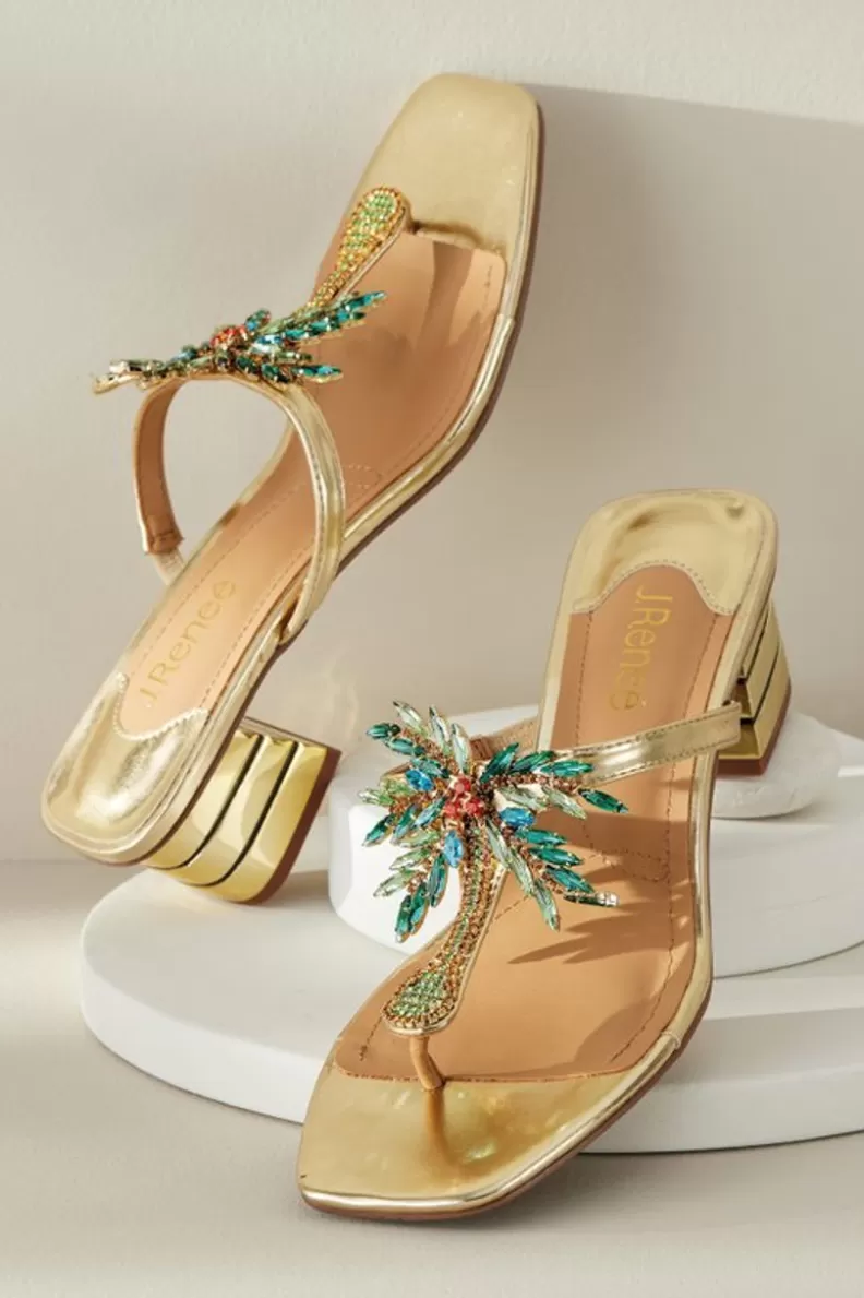 Soft Surroundings J. Renee Palmy Slide Sandal Gold/Multi Clearance