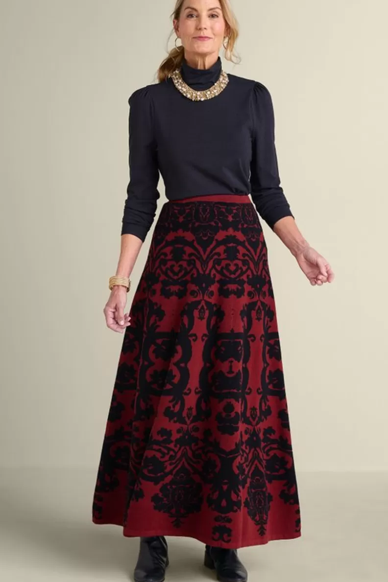 Soft Surroundings Jacobean Sweater Skirt RedBaroque Best