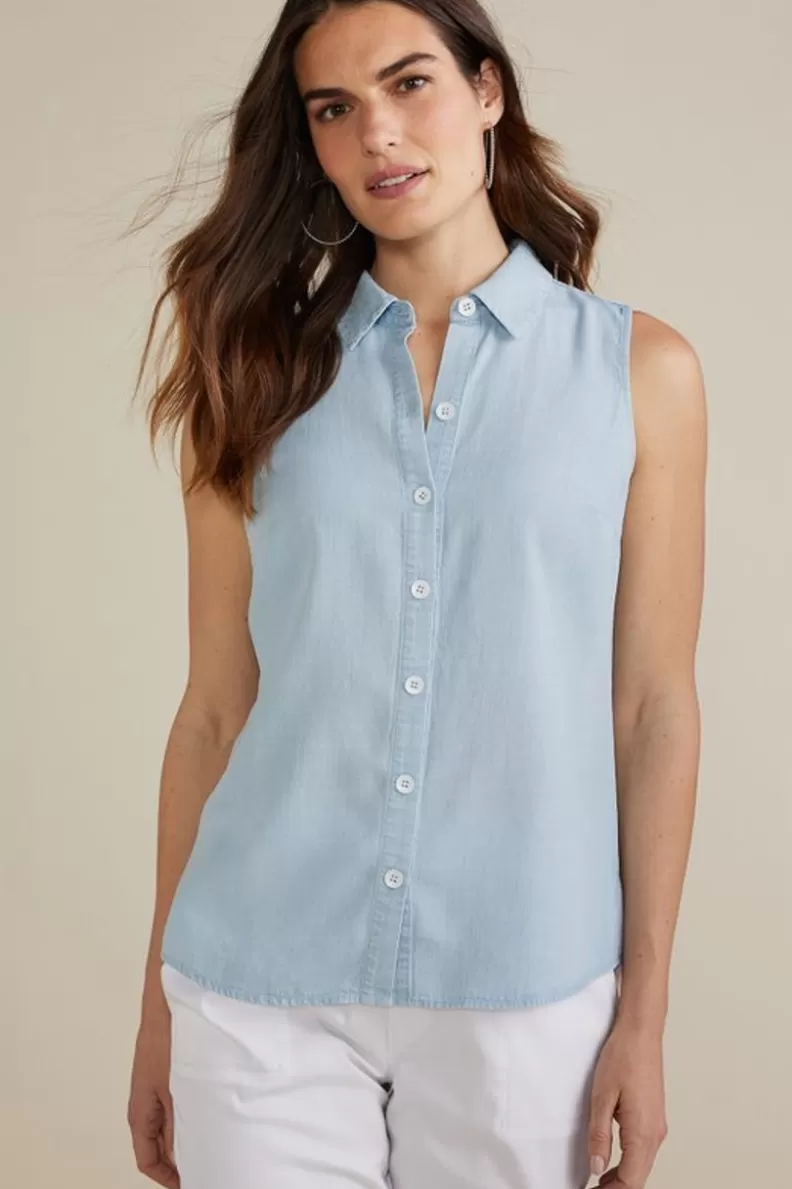 Soft Surroundings Jennifer Tencel™ Tank LightChambray Outlet