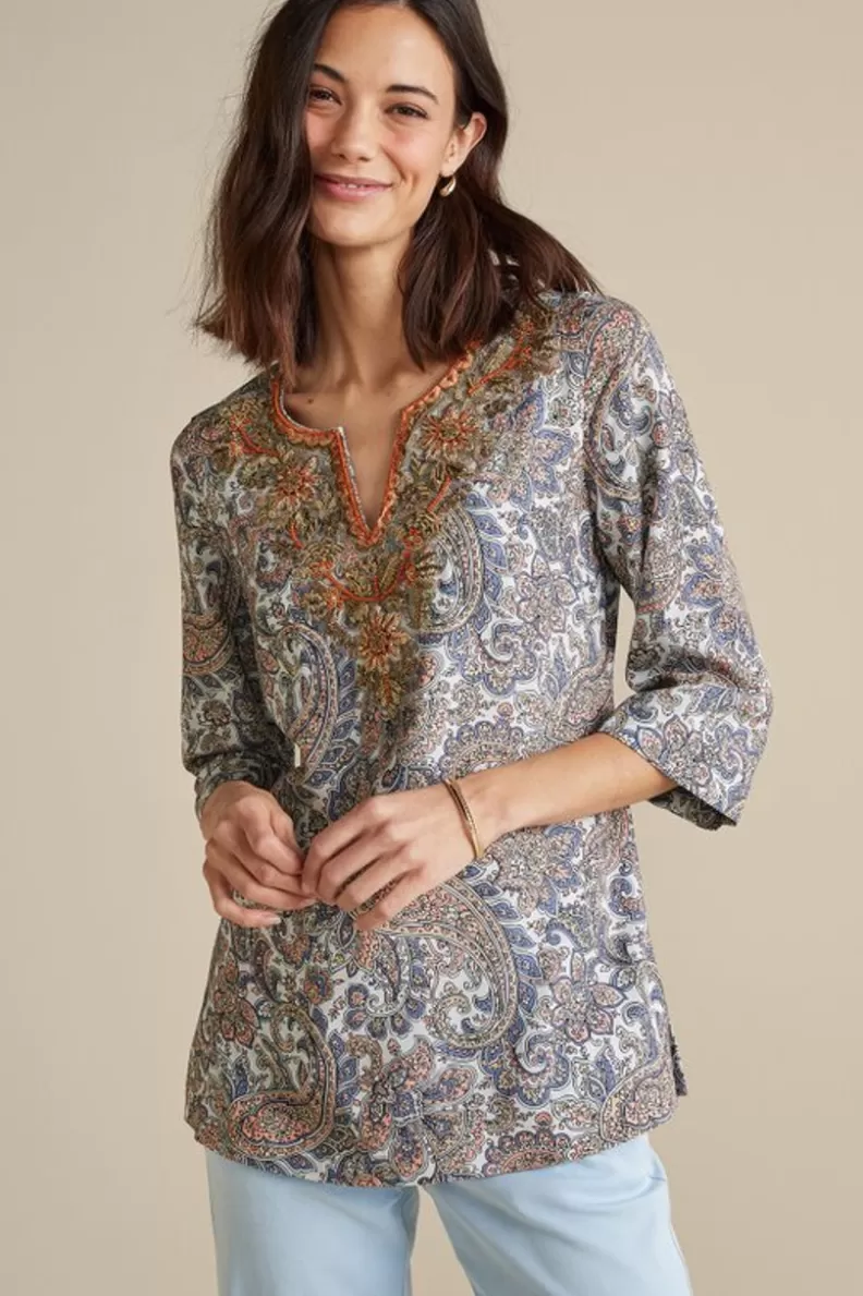 Soft Surroundings Kaimana Embellished Tunic SpringPaisley Outlet