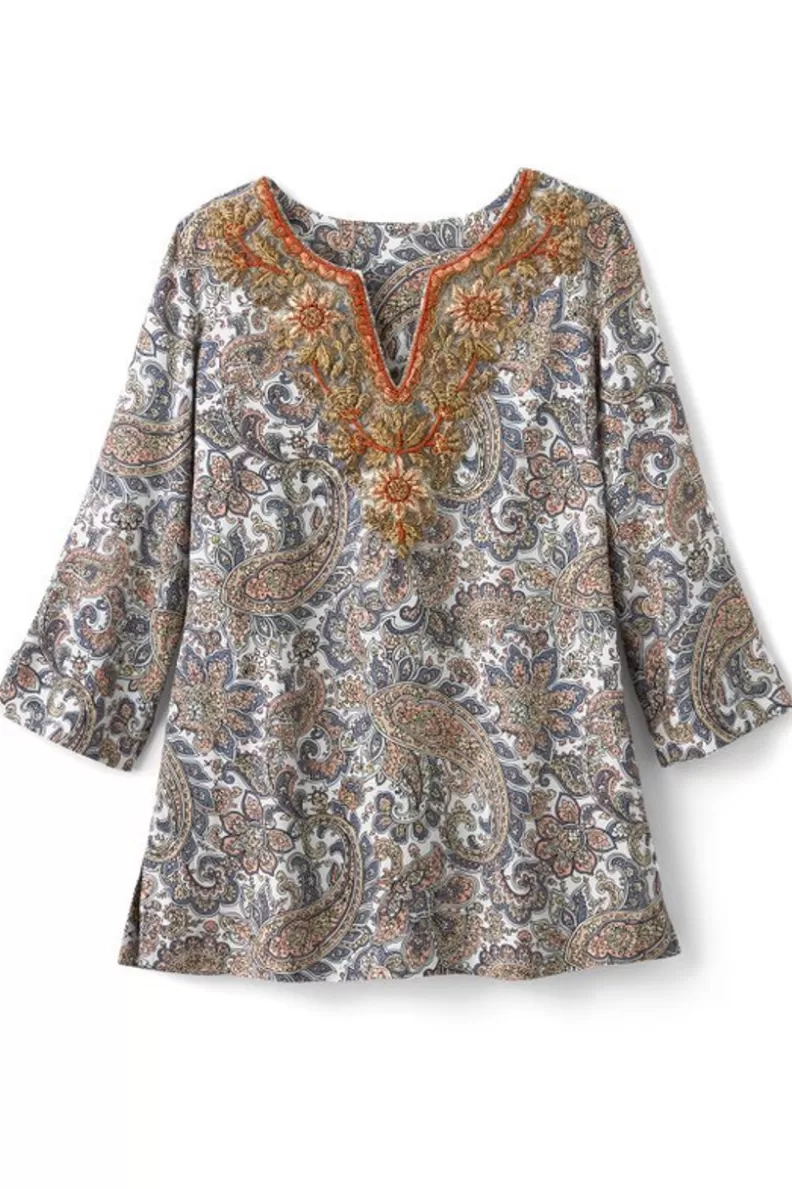 Soft Surroundings Kaimana Embellished Tunic SpringPaisley Outlet