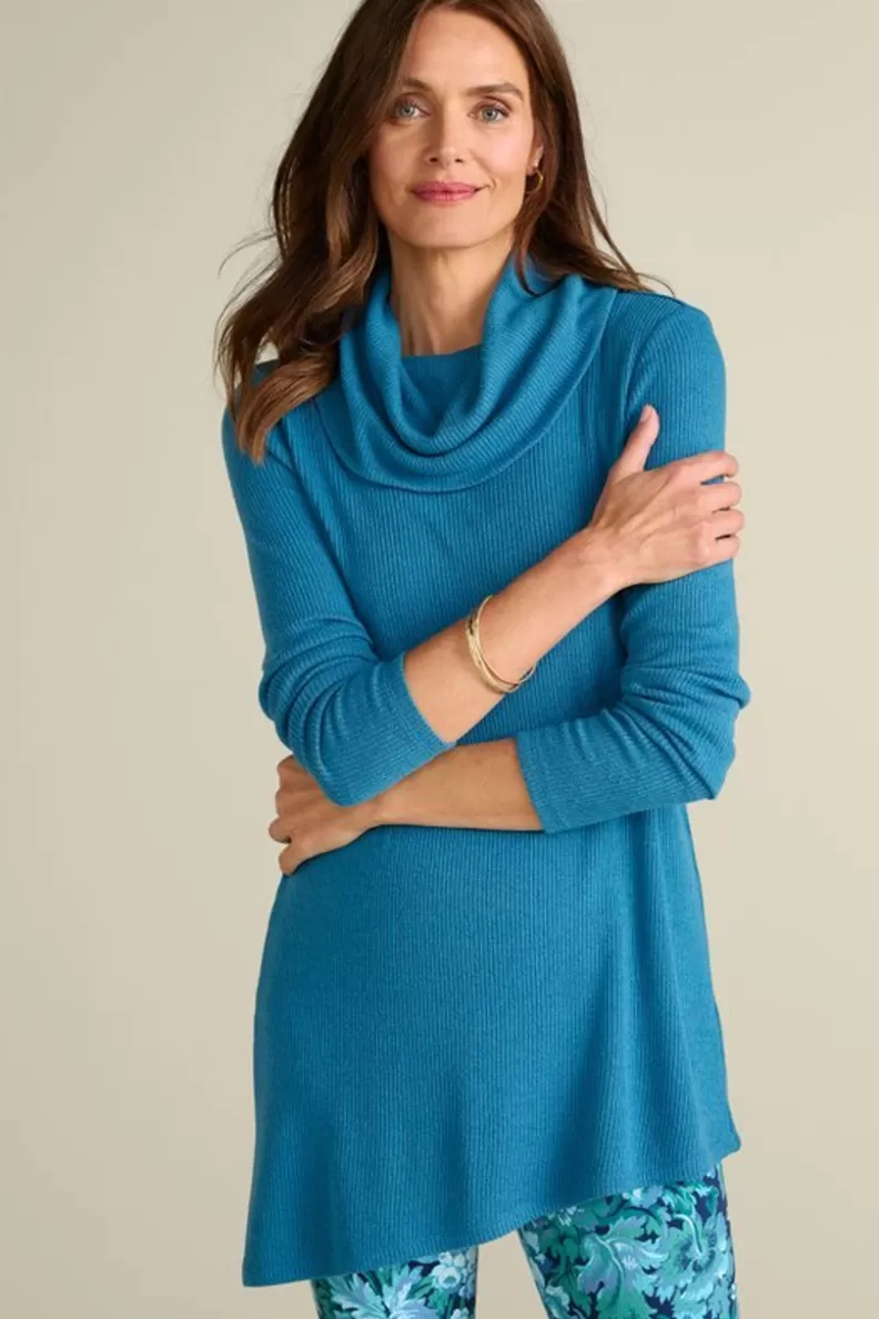 Soft Surroundings Kayla Rib Knit Cowl Neck Tunic Discount