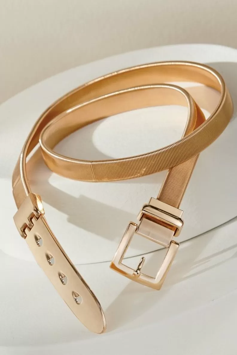 Soft Surroundings Kim Stretch Chain Belt Gold Flash Sale