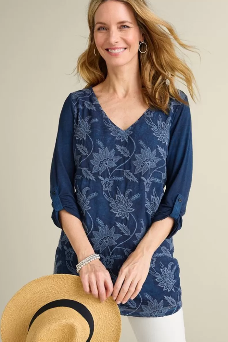 Soft Surroundings Kimbra Embroidered Tunic DenimBlue Discount