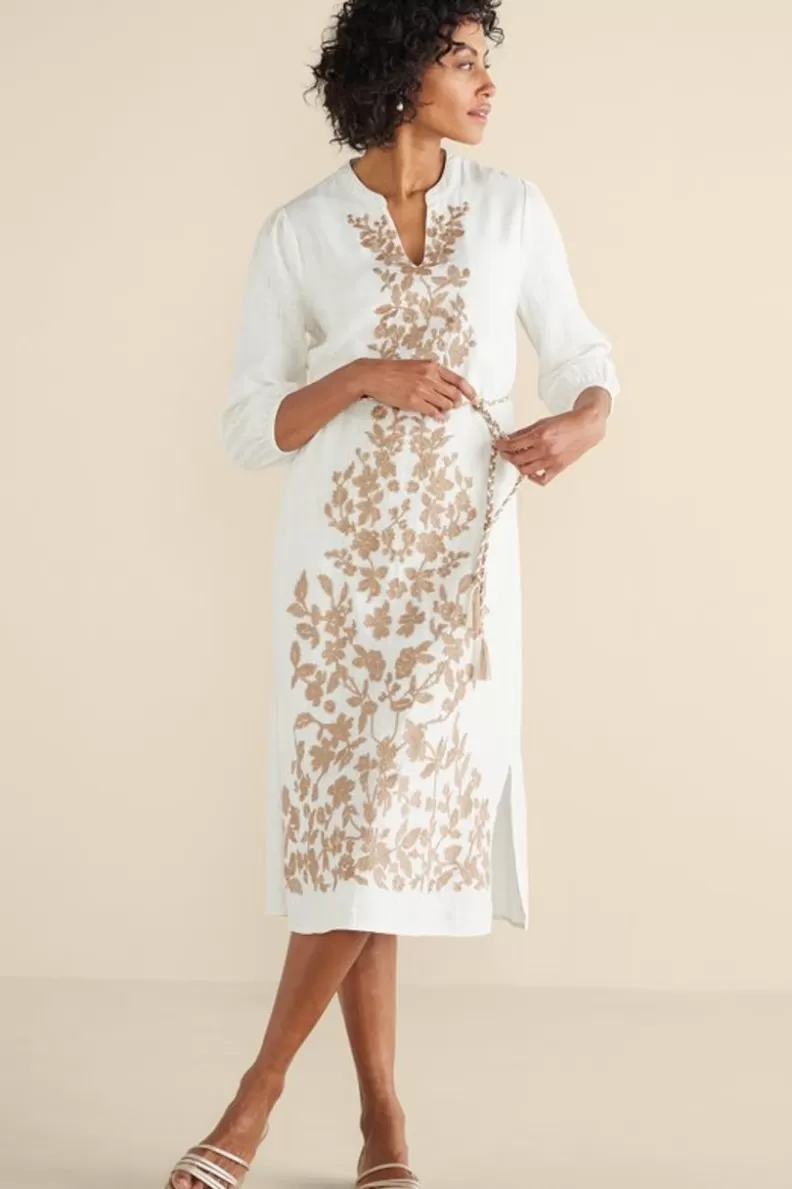 Soft Surroundings Kimora Embroidered Midi Dress IvoryPearl Best