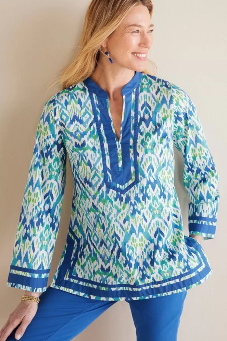 Soft Surroundings Kirti Ikat Tunic Green/TealIkat Hot
