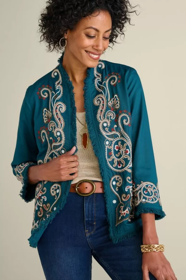 Soft Surroundings Kiruna Embroidered Jacket Teal Discount
