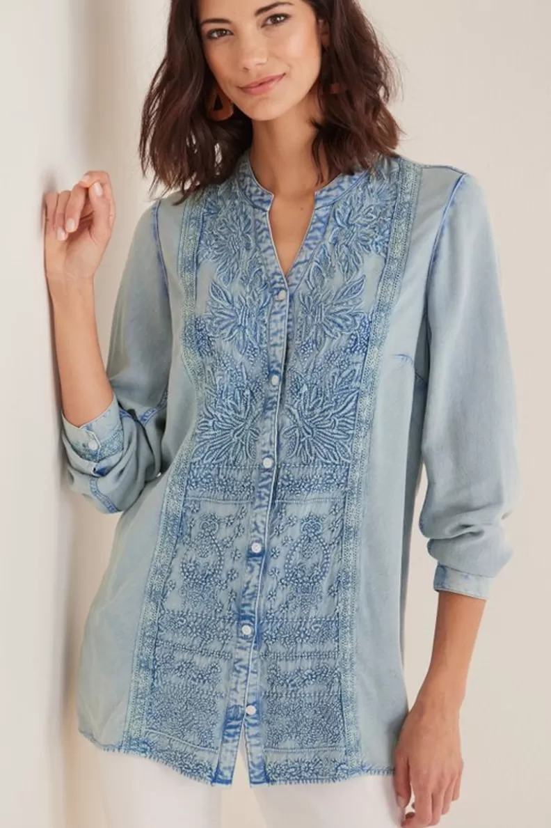 Soft Surroundings Las Olas Shirt LightBlue Best Sale