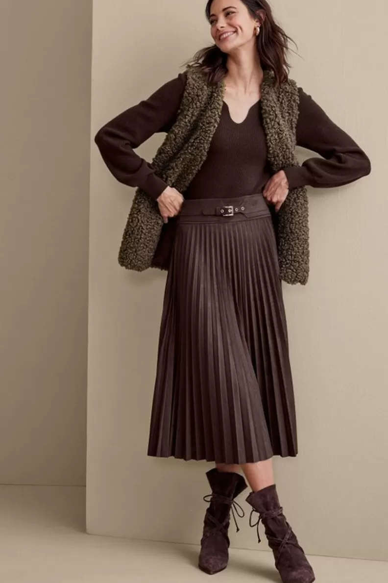 Soft Surroundings Lavina Faux Suede Skirt DarkBrown Best