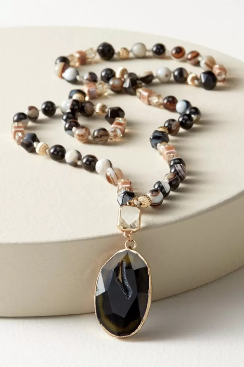 Soft Surroundings Layla Pendant Necklace BlackMulti New