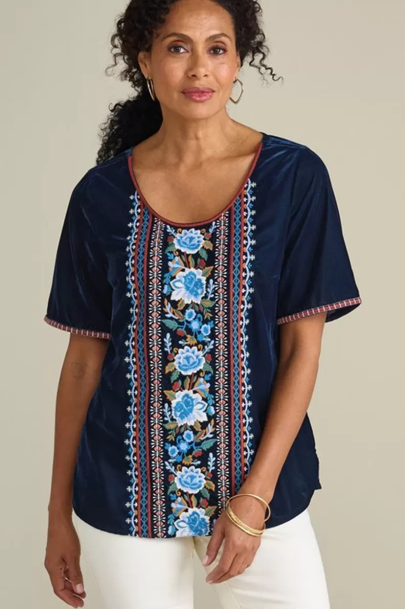 Soft Surroundings Lilian Velvet Top MedievalBlue Outlet