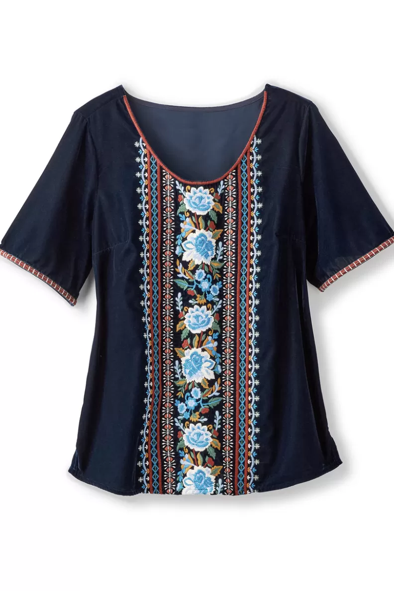 Soft Surroundings Lilian Velvet Top MedievalBlue Outlet