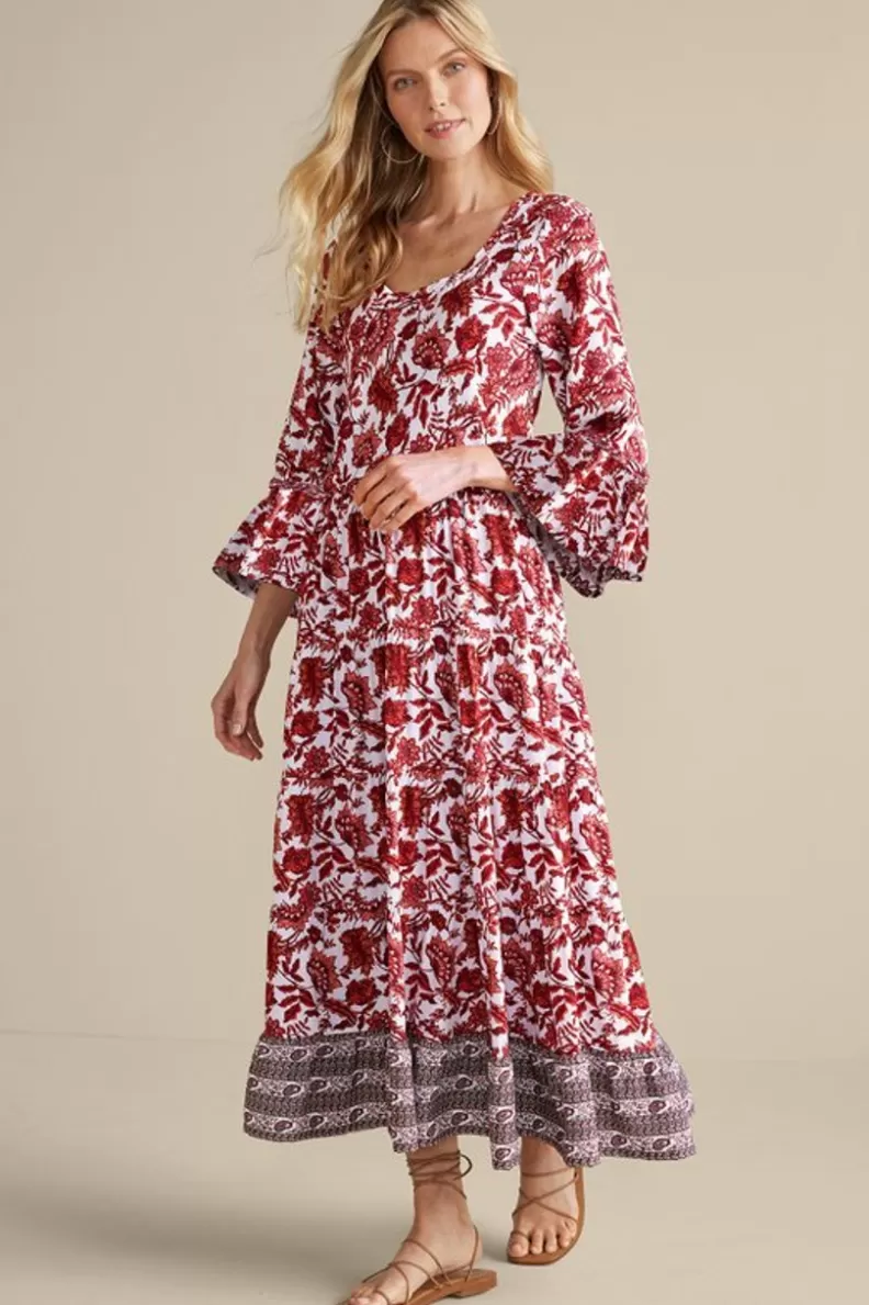 Soft Surroundings Lily Midi Dress MaroonSketchedBotanical Cheap