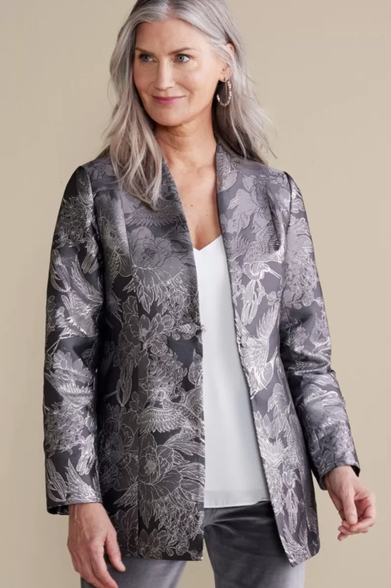 Soft Surroundings Lismore Jacquard Jacket GrayTapestry Hot
