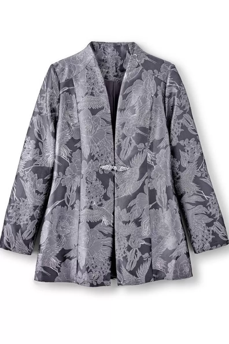 Soft Surroundings Lismore Jacquard Jacket GrayTapestry Hot