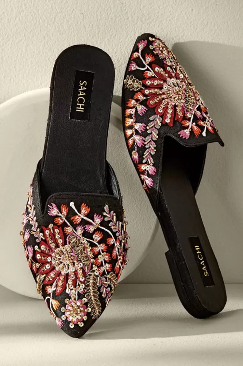 Soft Surroundings Lola Embellished Slides BlackMulti Store