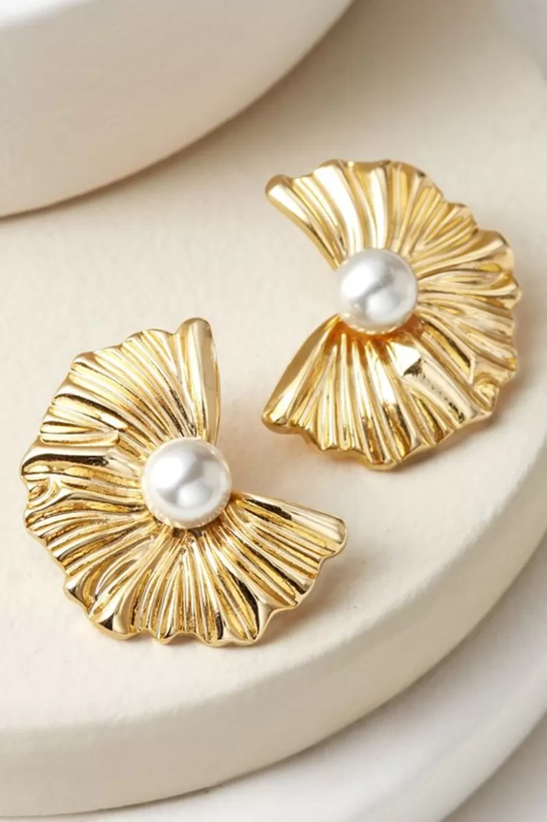 Soft Surroundings Lourdes Shell Earrings Gold Discount