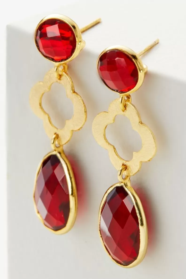 Soft Surroundings Luiza Drop Earrings Garnet Fashion