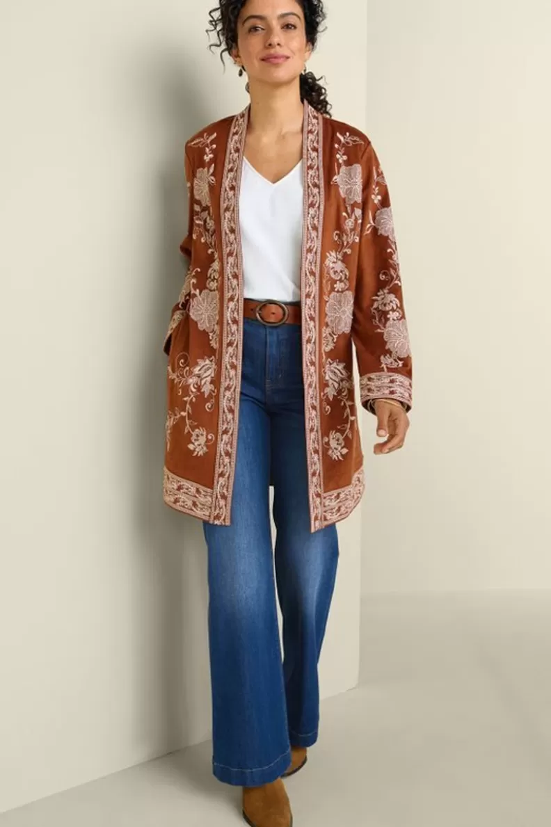 Soft Surroundings Marienne Faux Suede Jacket Auburn Flash Sale