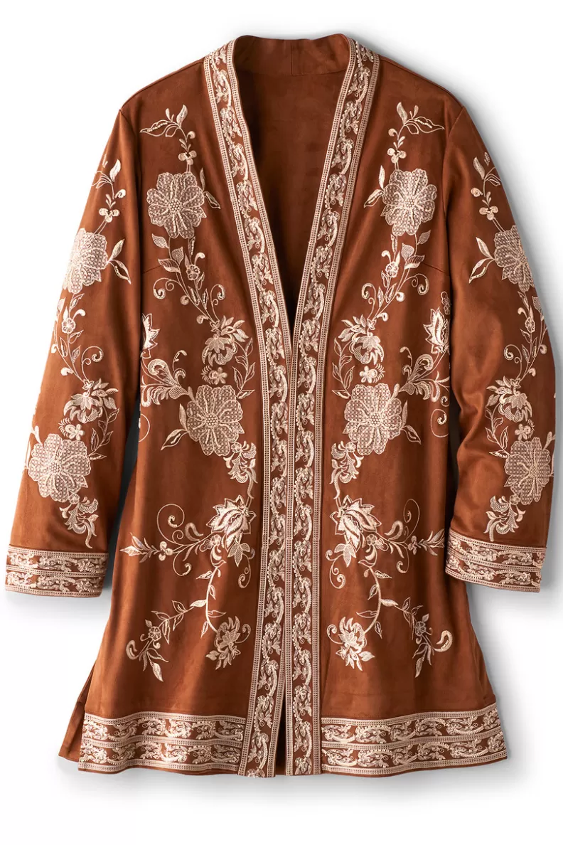 Soft Surroundings Marienne Faux Suede Jacket Auburn Flash Sale