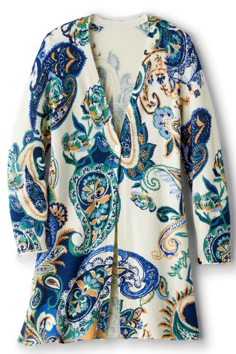 Soft Surroundings Marin Cardigan AutumnPaisleyScarfBlue Discount