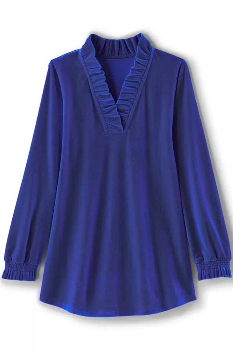 Soft Surroundings Marlee Ruffle Velvet Top Hot