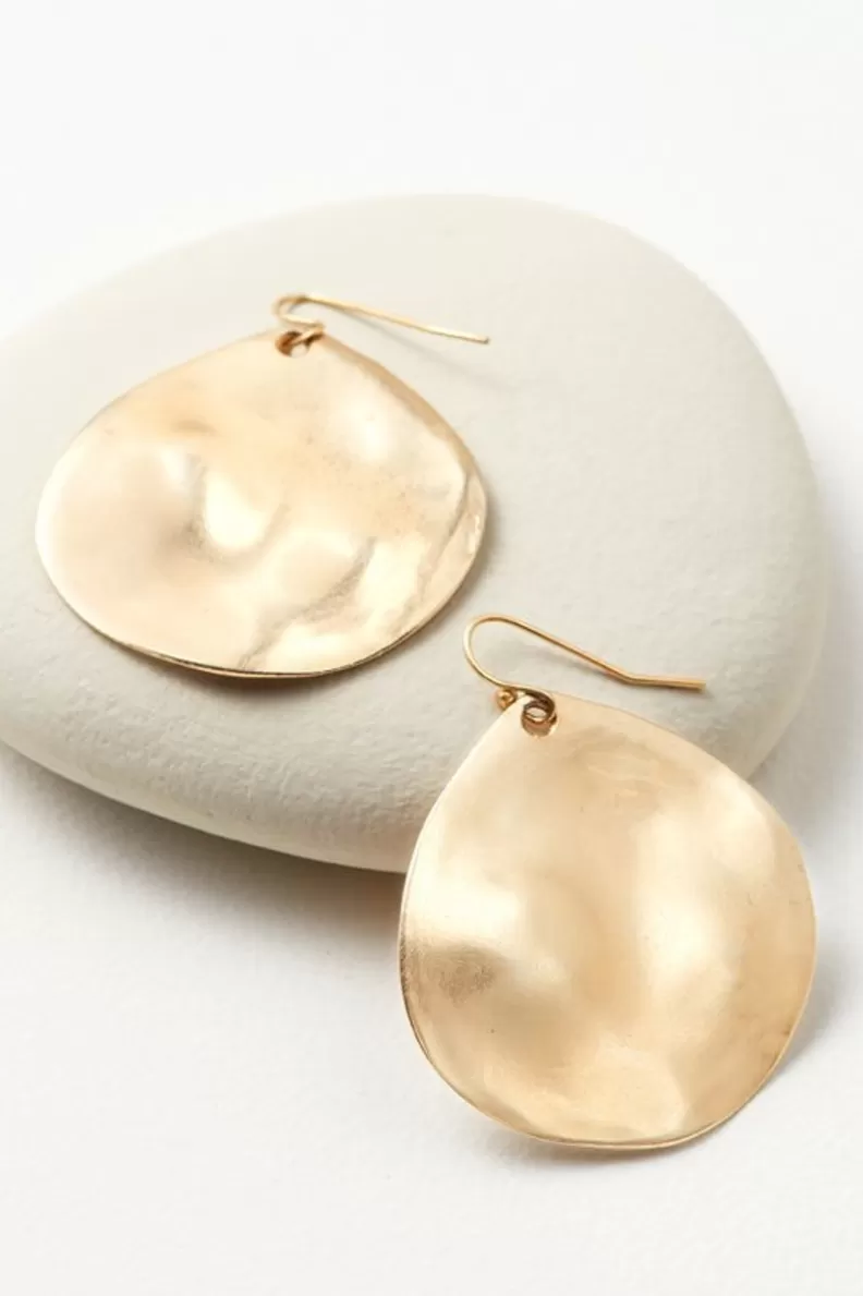 Soft Surroundings Meza Hammered Disc Earrings Gold Cheap