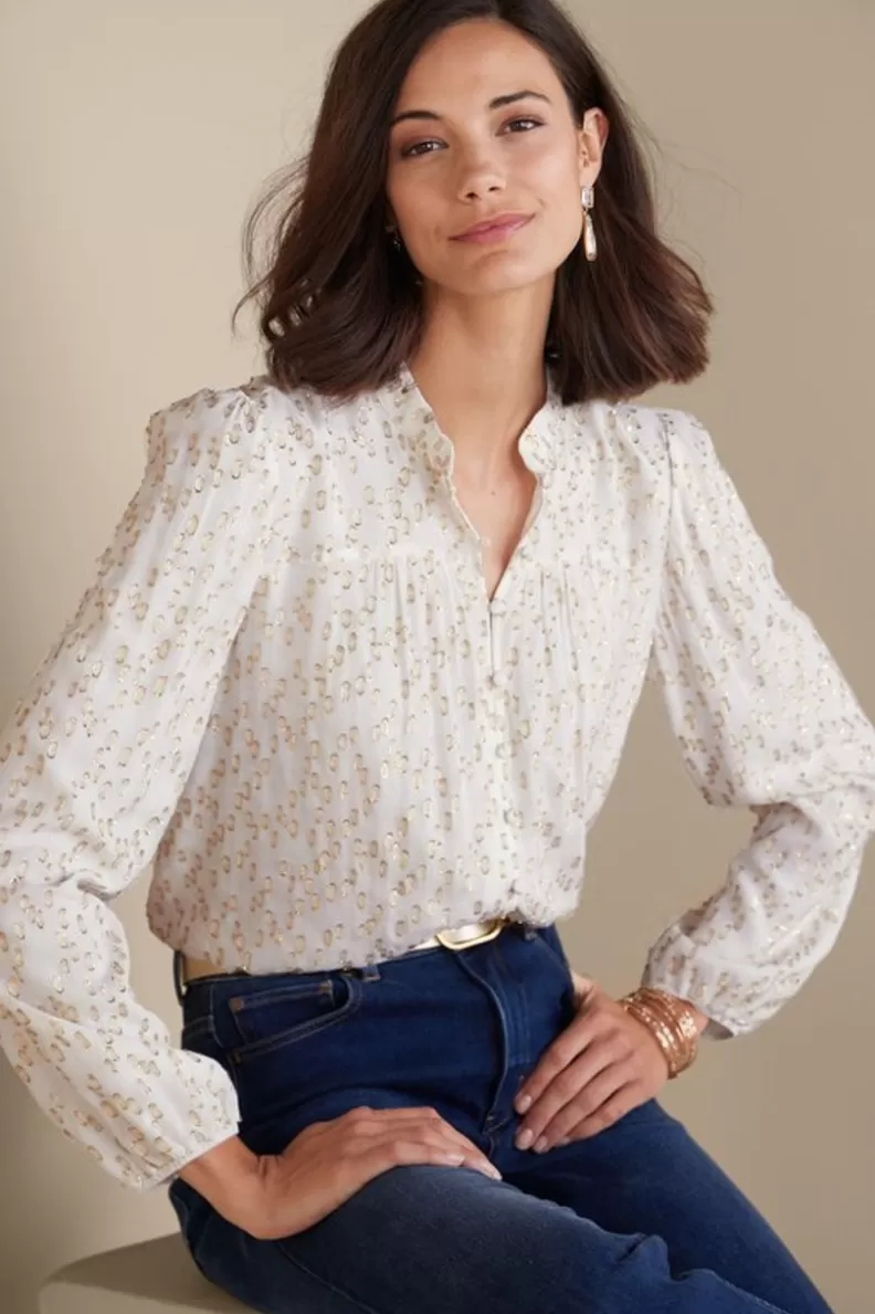Soft Surroundings Mila Metallic Blouse IvoryPearl Cheap