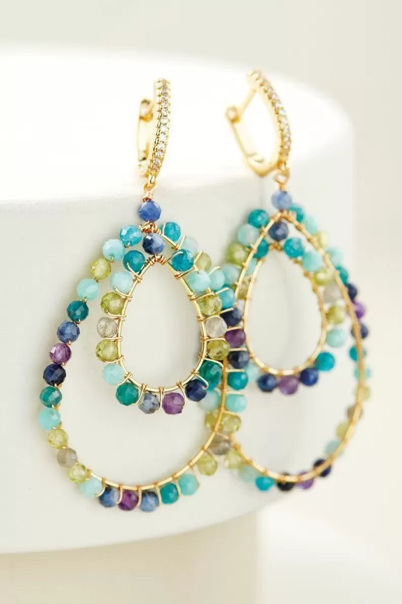 Soft Surroundings Mimi Beaded Hoop Earrings BlueMulti Sale