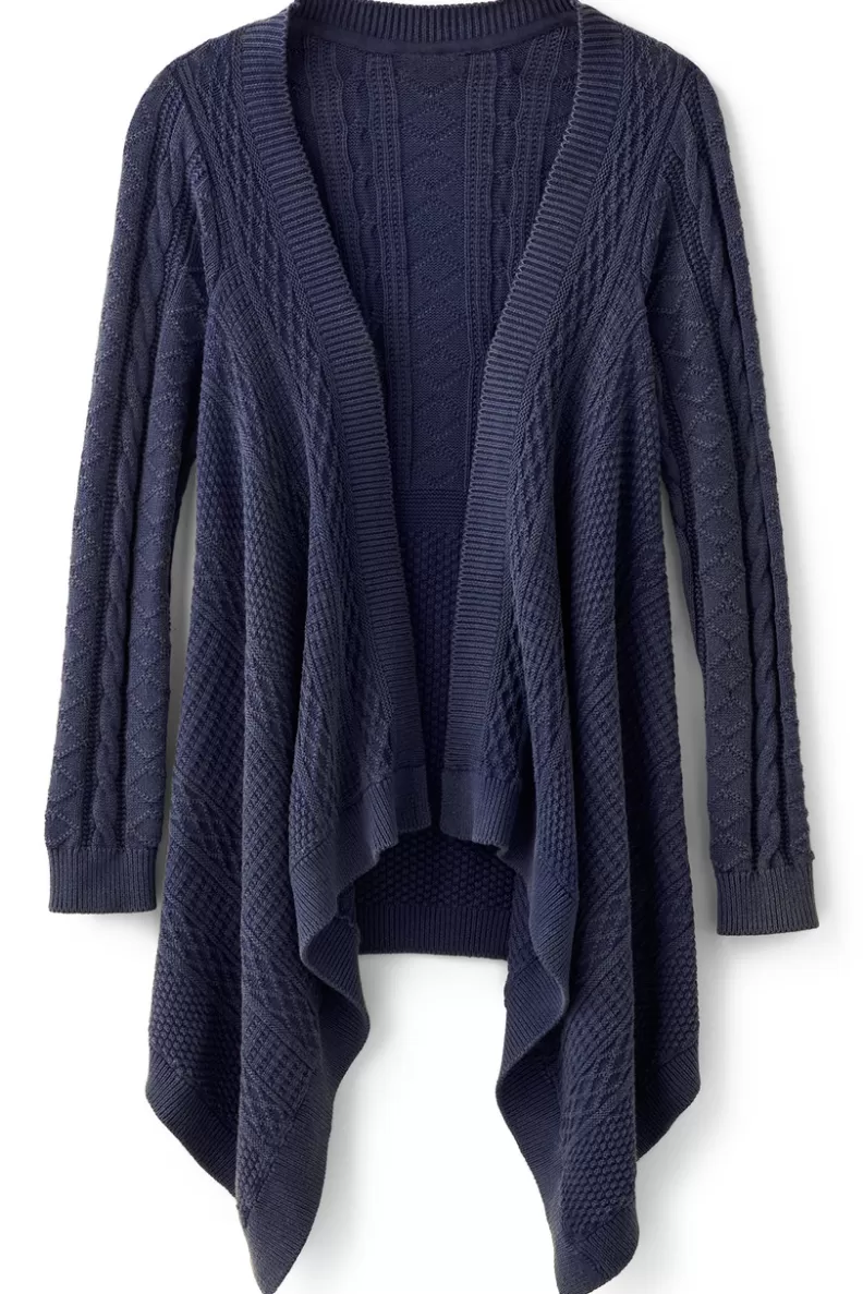 Soft Surroundings Minah Cable Knit Cardigan DenimBlue Hot