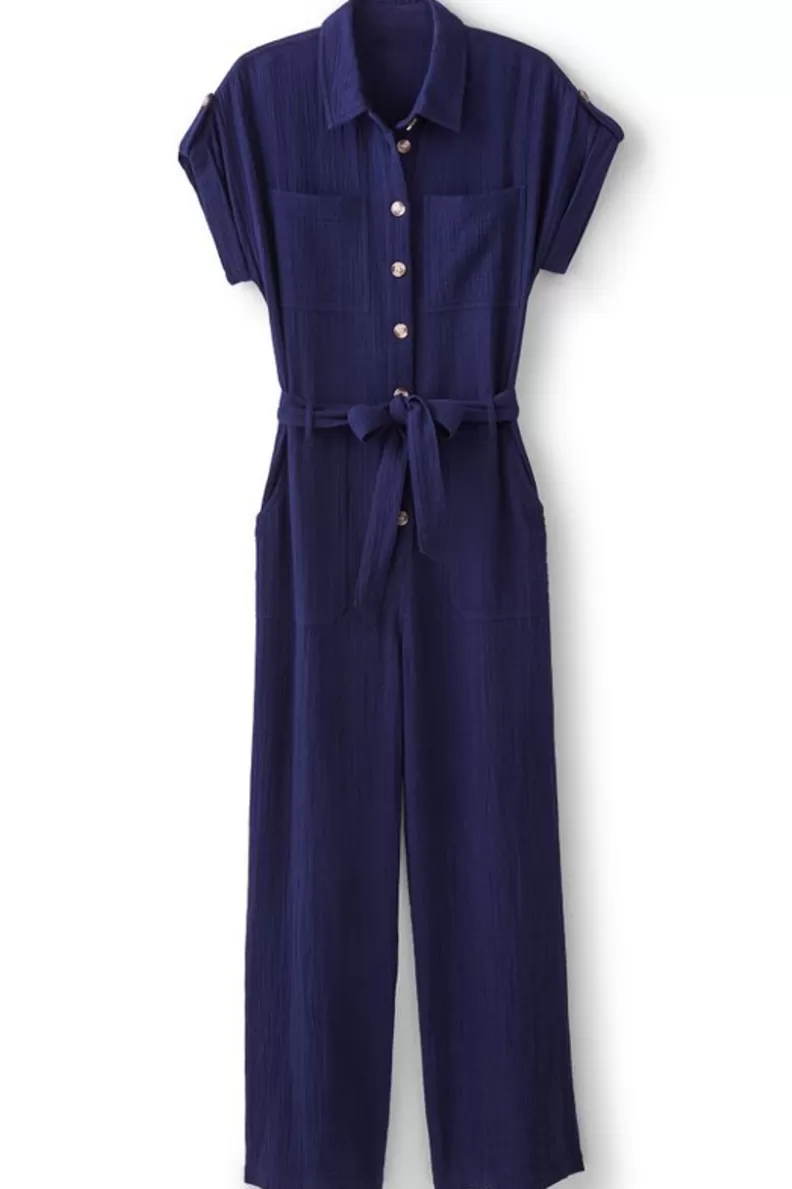 Soft Surroundings Natasha Gauze Jumpsuit Navy Cheap