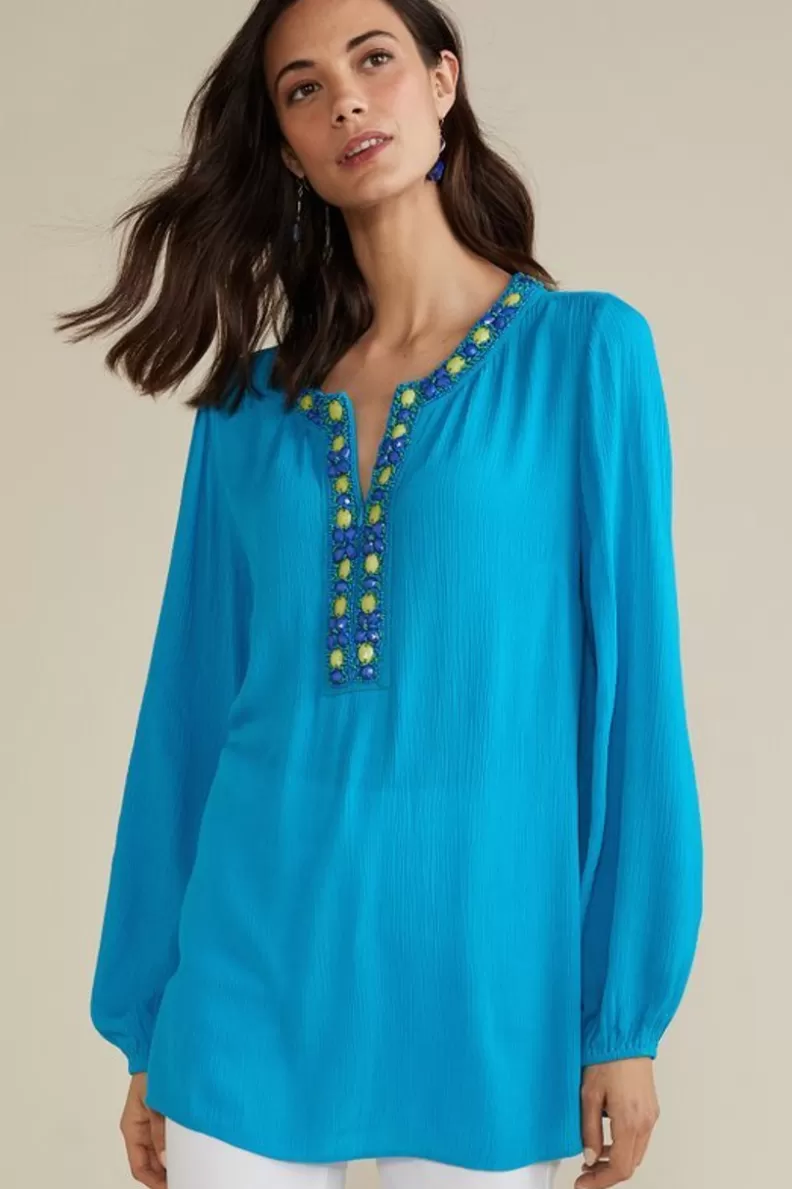 Soft Surroundings Nellie Gauze Tunic BlueDanube Online