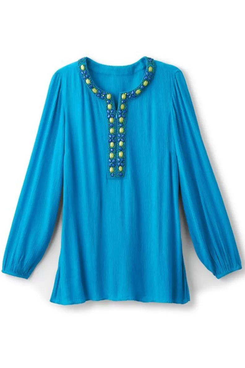 Soft Surroundings Nellie Gauze Tunic BlueDanube Online