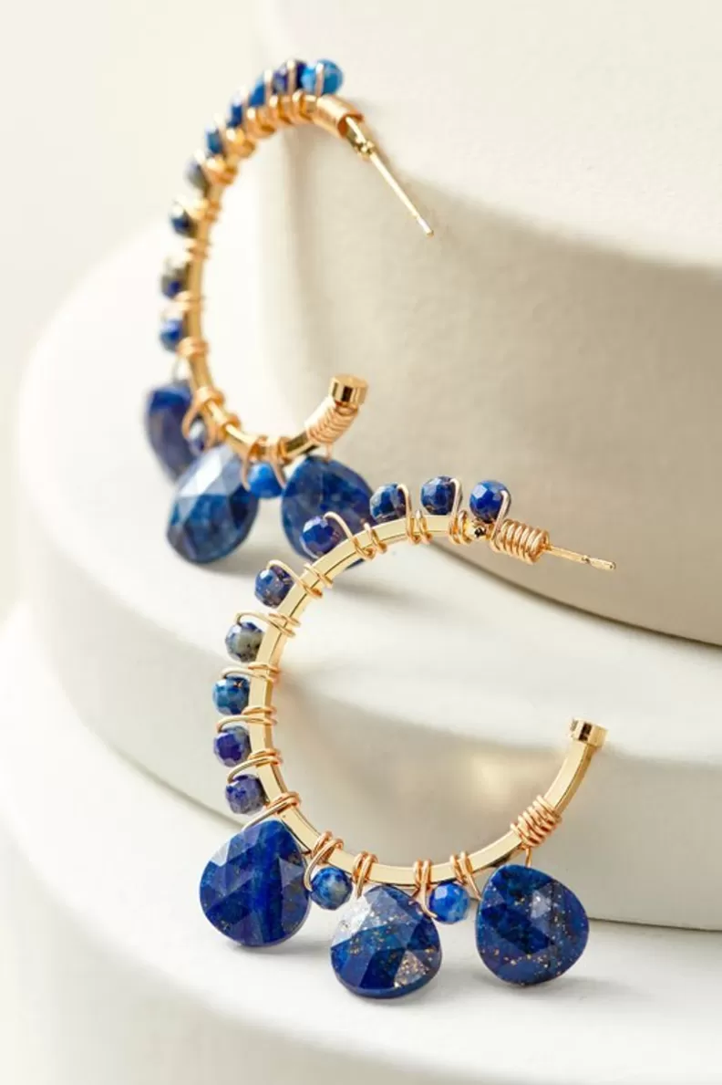 Soft Surroundings Odeta Hoop Earrings Lapis Sale