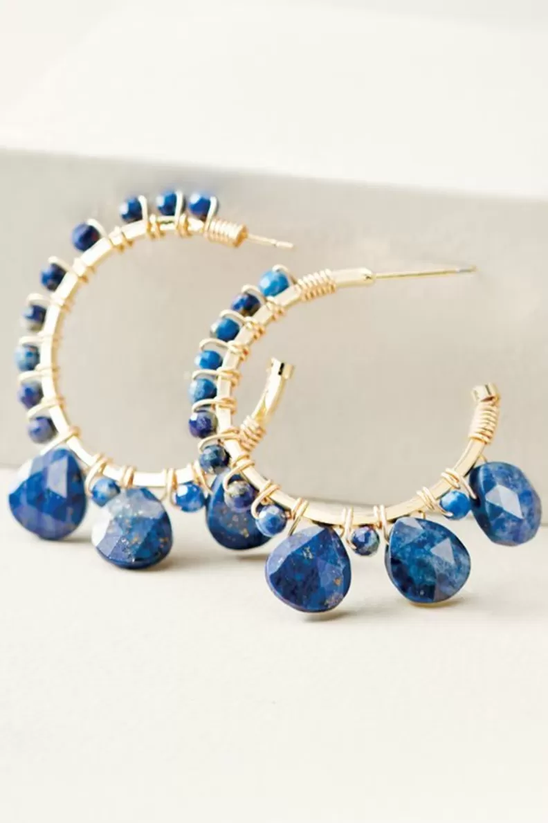 Soft Surroundings Odeta Hoop Earrings Lapis Sale