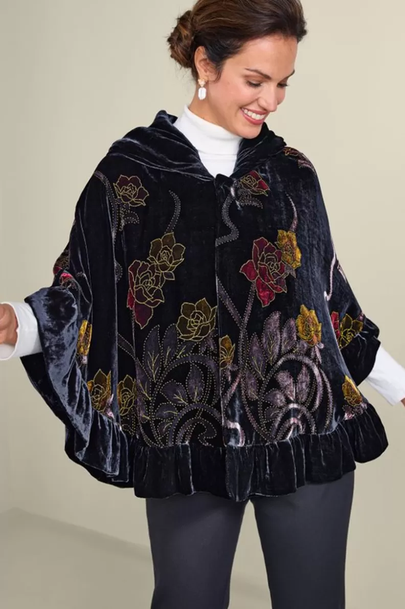Soft Surroundings Palara Velvet Wrap BlackMulti Shop