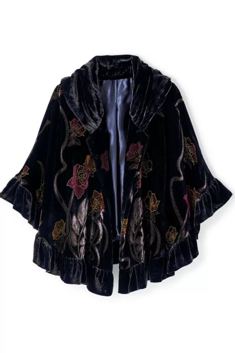 Soft Surroundings Palara Velvet Wrap BlackMulti Shop