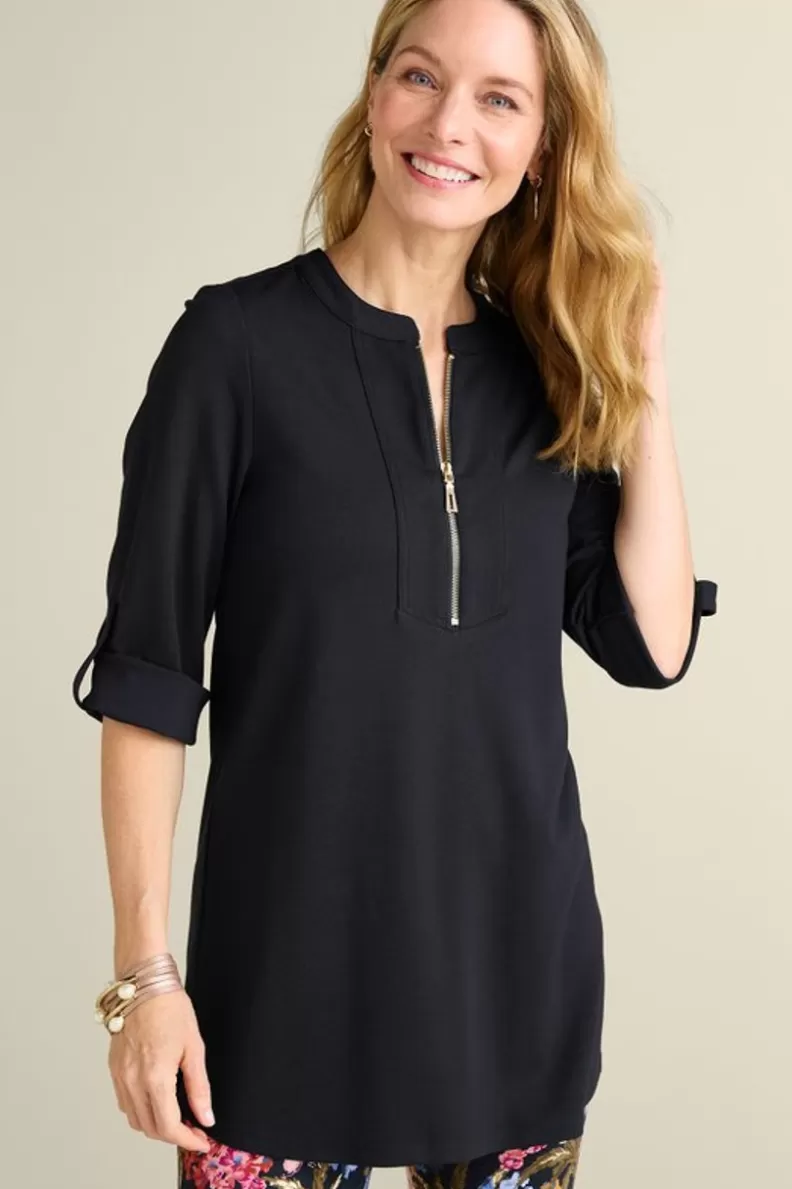 Soft Surroundings Patricia Ponte Tunic Black Flash Sale