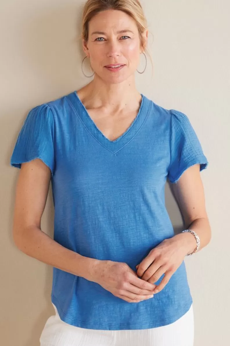 Soft Surroundings Philippa Gauze Sleeve Tee Hot