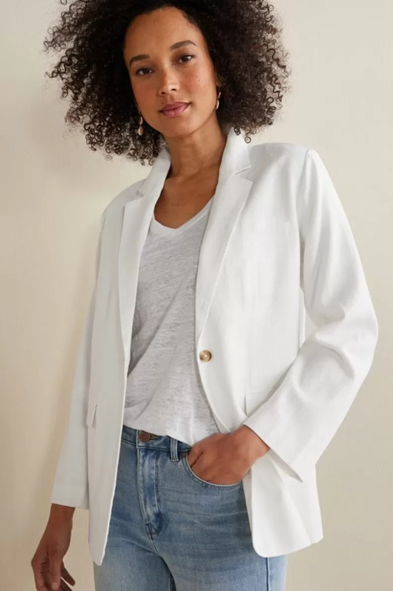 Soft Surroundings Portofino Linen Blend Boyfriend Blazer Lime Cheap
