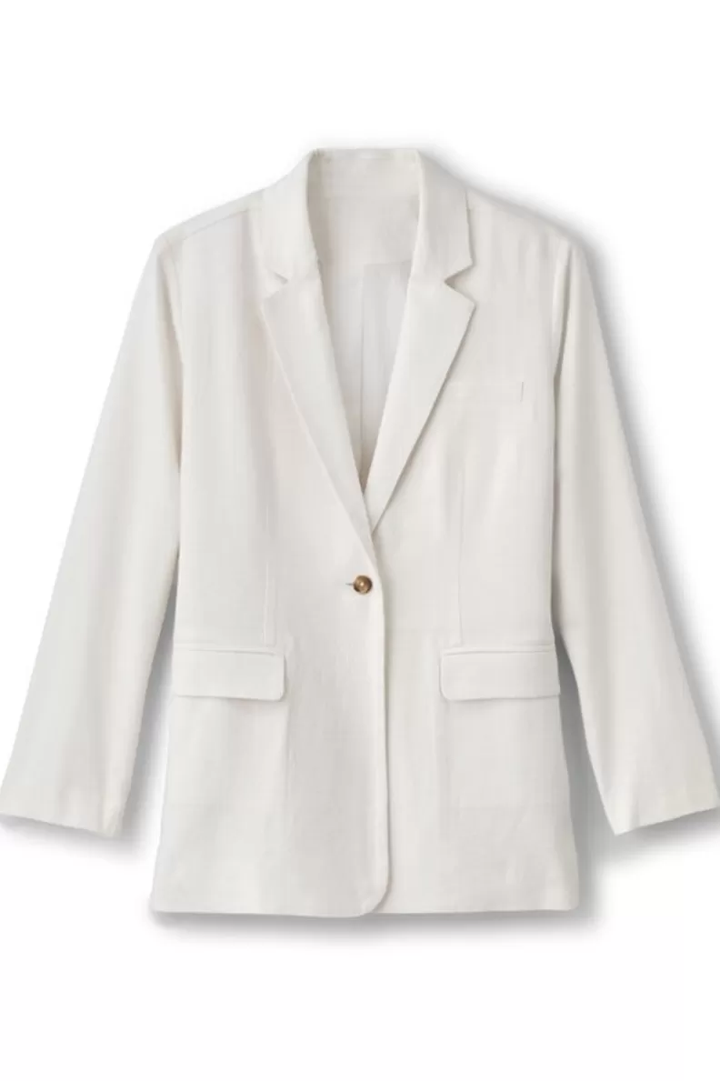 Soft Surroundings Portofino Linen Blend Boyfriend Blazer Lime Cheap