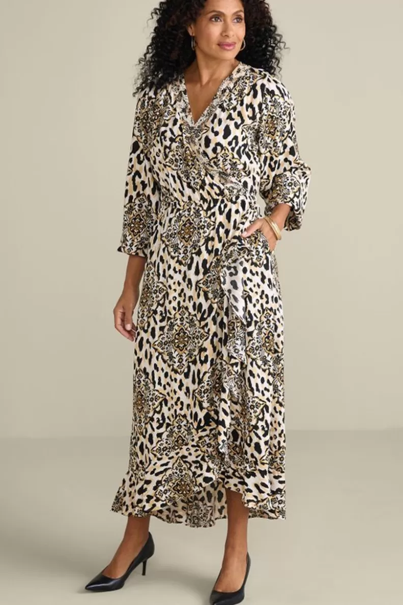 Soft Surroundings Priyani Midi Dress LeopardMedallion Cheap