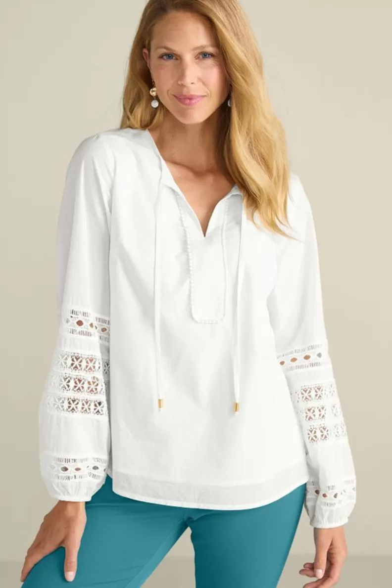 Soft Surroundings Prospera Lace Trim Top IvoryPearl Discount