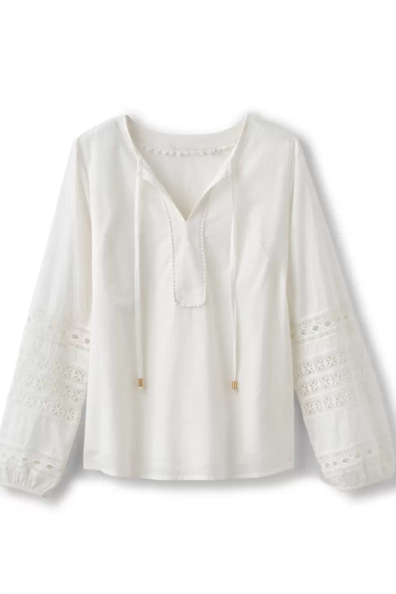 Soft Surroundings Prospera Lace Trim Top IvoryPearl Discount