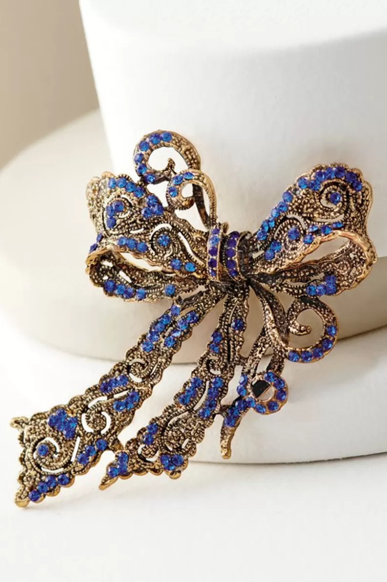 Soft Surroundings Put A Bow On It Brooch Blue Flash Sale