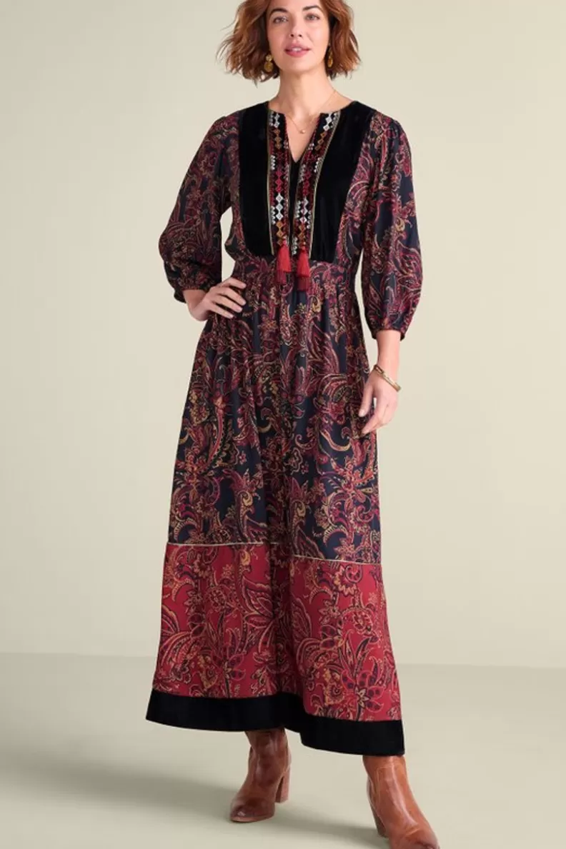Soft Surroundings Quinn Maxi Dress FlowingPaisleyBlack+Red Shop