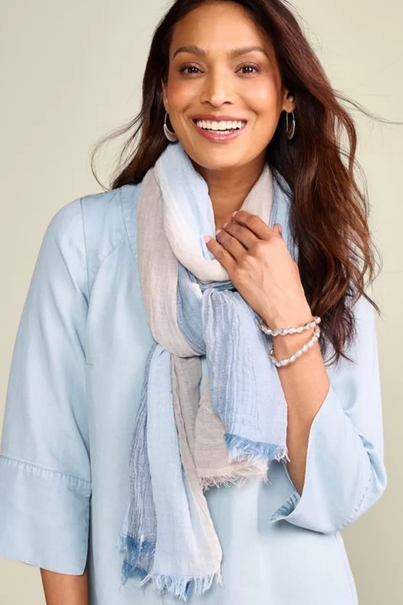 Soft Surroundings Raia Stripe Scarf VintageBlueMulti Fashion