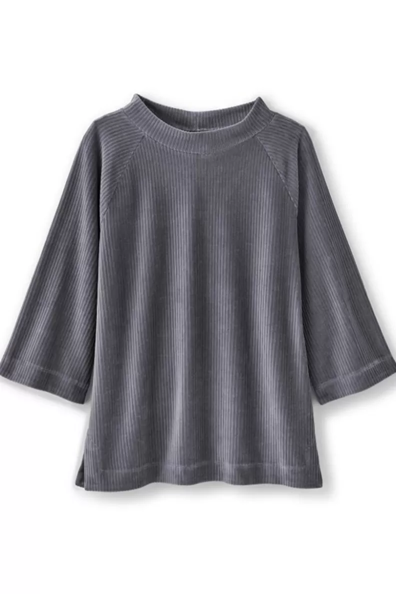 Soft Surroundings Samina Corduroy Pullover ShorelineGrey Best Sale
